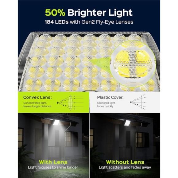 Solar Motion Sensor Lights Outdoor Waterproof Security Flood Lights 2 Pack Brigh - Picture 2 of 7